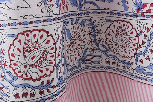 Miniatura 7 de Ridhi Mantel redondo 100% algodón para verano, otoño, 120 pulgadas, estampado a mano, lavable, reutilizable, para fiestas, bufé, comedor, bodas,