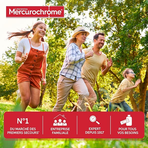 MERCUROCHROME - Pansements Universel Famille - 50 Pansements - 3 tailles - 2 Couleurs différentes - Protection optimale - Résistants à l'eau - Adapté à Différentes Tailles de Plaies - 5