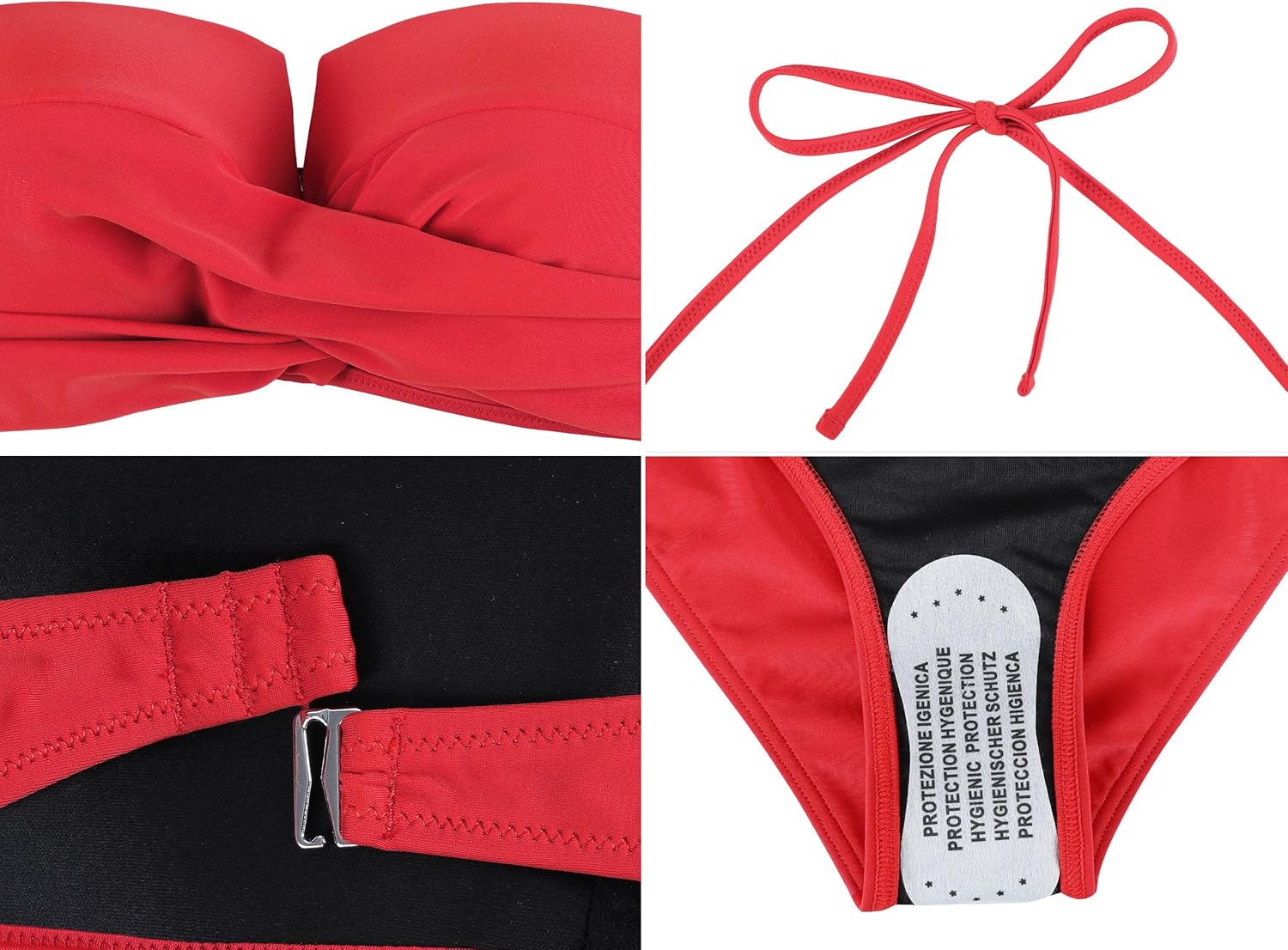 Hilor Bandeau Two Piece Bathing Suits for Women with Strap Retro High Waisted Swimsuits Sexy Push Up Bikini Swimwear - Image 9