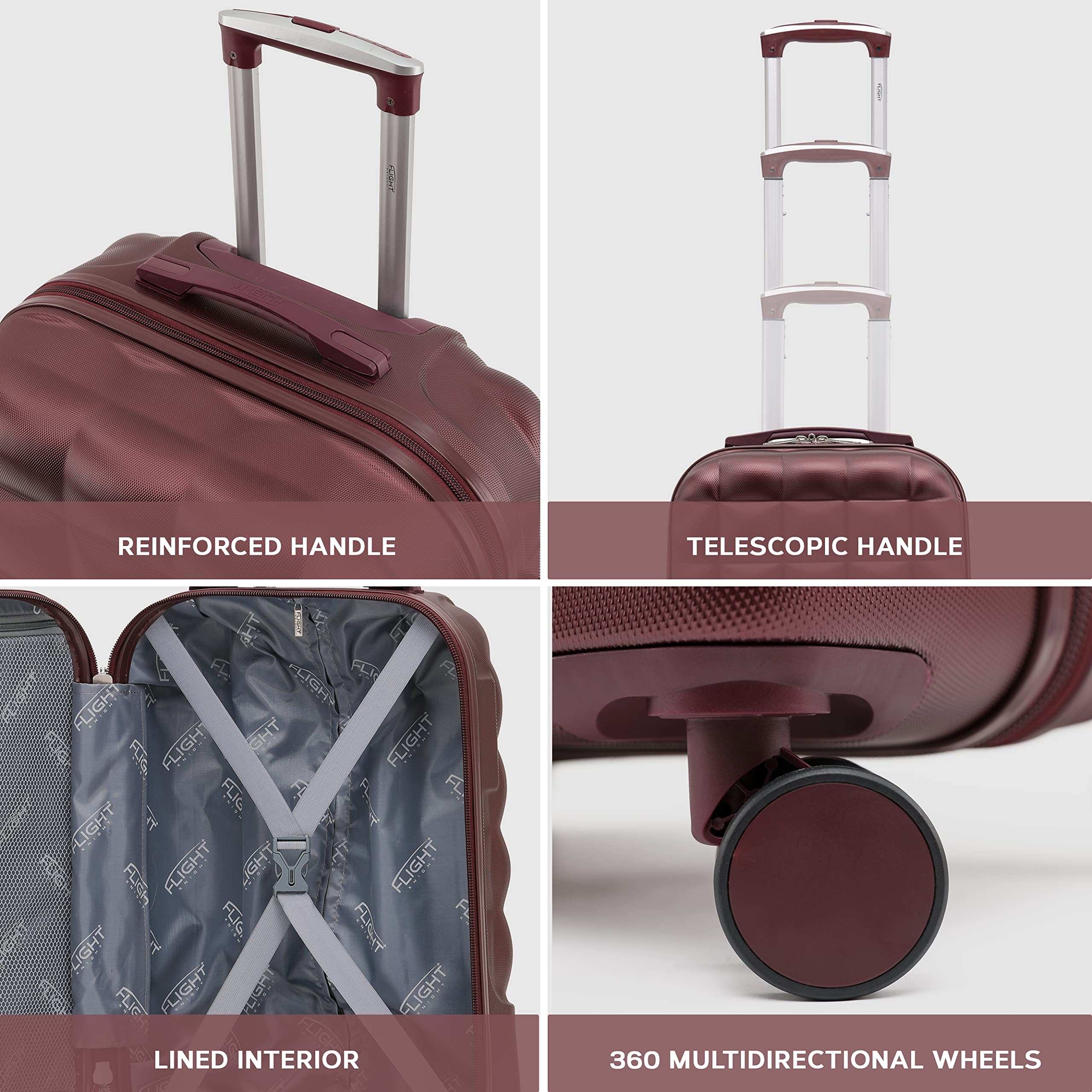 Flight Knight Bubble Suitcase Ryanair easyJet Jet2 Approved 8 Wheel Hardcase Suitcases Cabin or Medium & Large Check-in Sizes