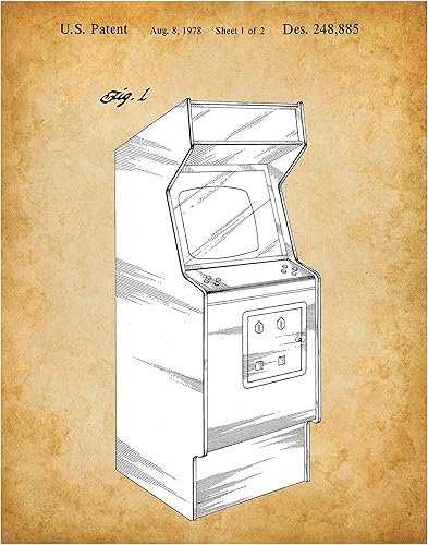 80s Arcade Video Game Patent Print - Arcade Sign Poster, Classic Gamer Room Decor, Teen Room Wall Art, Vintage Gamer Gifts for Boys and Girls, Video