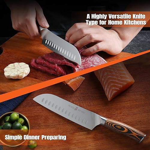 Miniatura 8 de TUO cuchillo de chef, cuchillo santoku, cuchillo de cocina, cuchillo para uso general, cuchillo para picar, juego de cuchillos