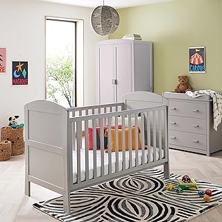 Babymore Aston 3 Piece Nursery Room Set Grey - 1 Baby Cot Be