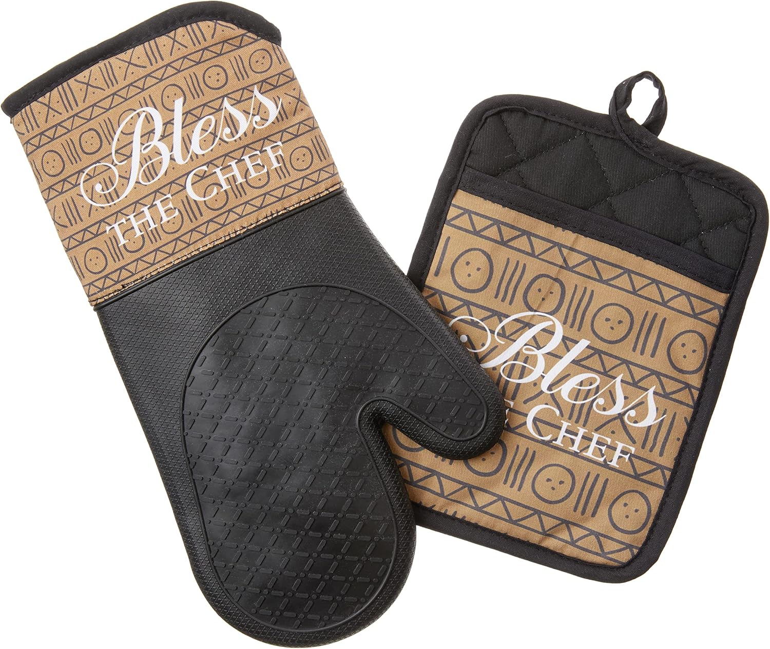 African American Expressions - Oven Mitt/Pot Holder Silicone Set, Blessed Magnolia, 36 x 26 Inch, KM-02