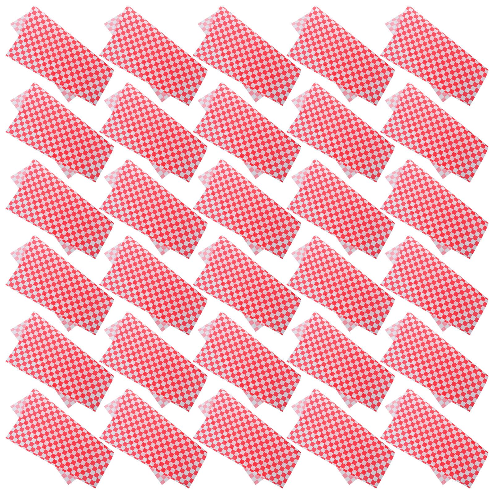 SHINEOFI Papier Sulfurisé à Carreaux Rouges 30X30 CM – Lot 500 Feuilles Anti-Graisse Jetables – Feuilles de Cuisson Résistantes à la Chaleur Pizza Sandwichs et Friture – Emballage