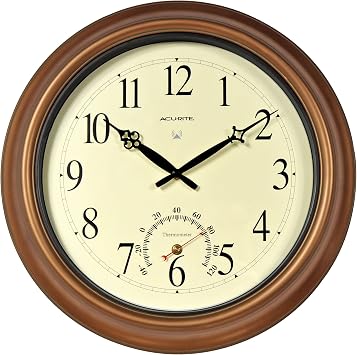 AcuRite 50314 18-Inch Metal Indoor/Outdoor Atomic Clock and Thermometer