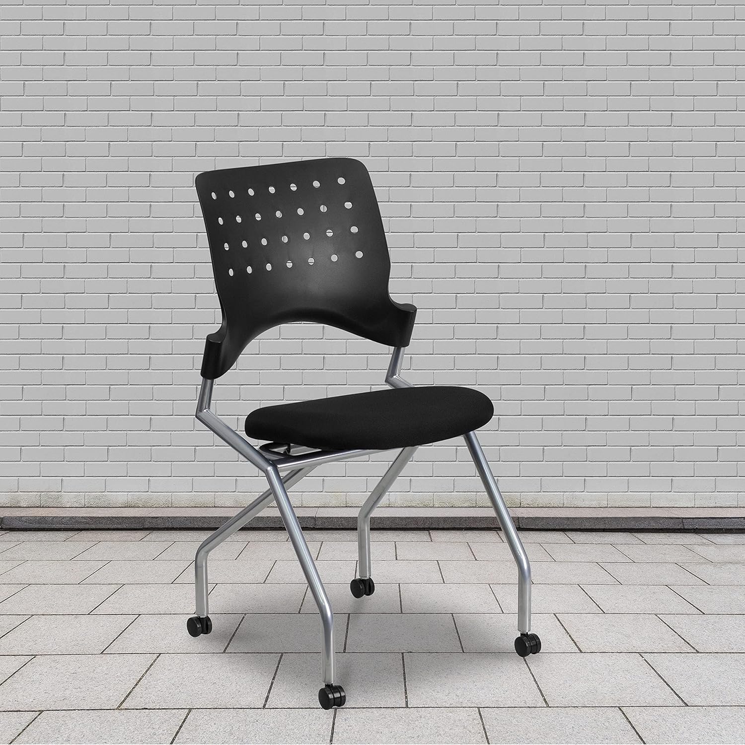 Flash Furniture Richfield 2 Pk. Galaxy Mobile Nesting Chair with Black Fabric Seat