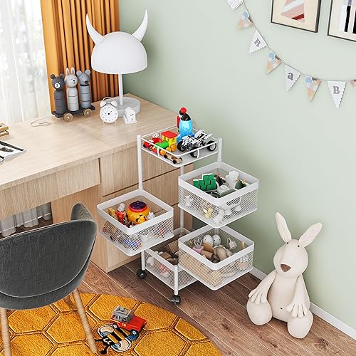 Miniatura 6 de Estante giratorio de almacenamiento de cocina, cesta de frutas y verduras para cocina, estante de baño, organizador de cocina y estante de