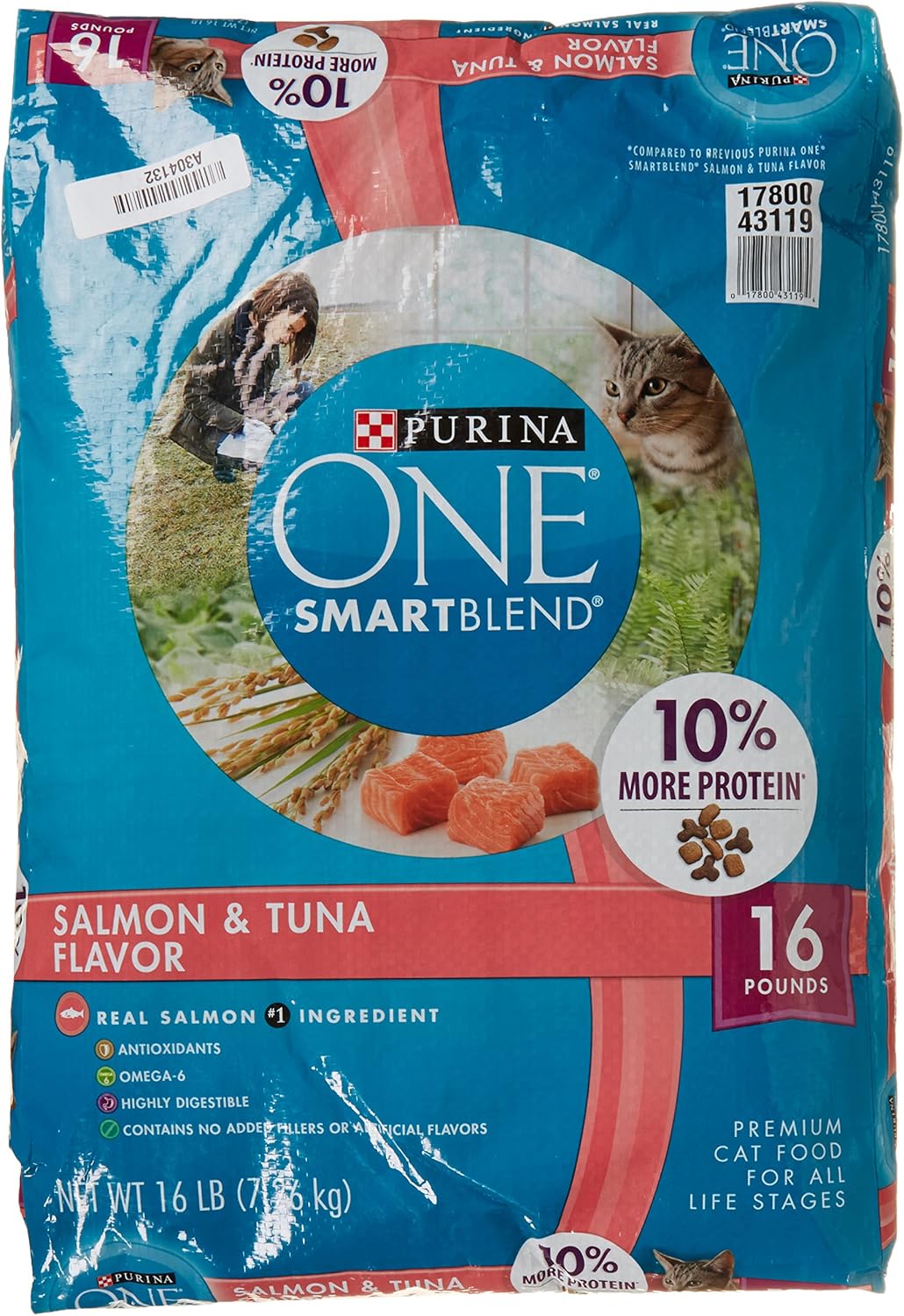 Purina O.N.E. Cat Food Adult Total Nutrition Salmon & Tuna, 16 lb