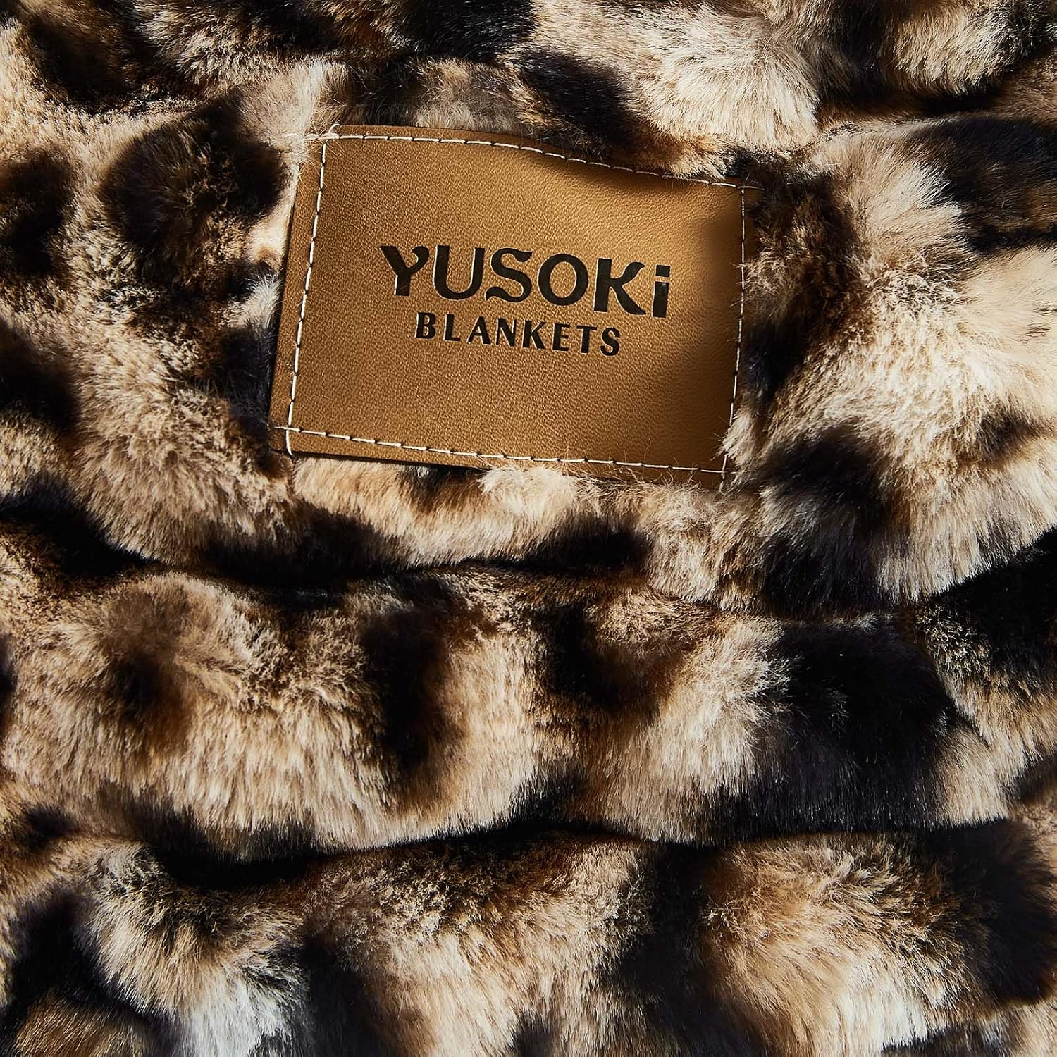 YUSOKI Leopard Print 1000GSM Bubble Faux Rabbit Fur Throw Blanket, 50"x60" | Double-sided bubble faux rabbit fur, 4-Way Stretch, comes with premium gift box, stays fluffy after repeated washes