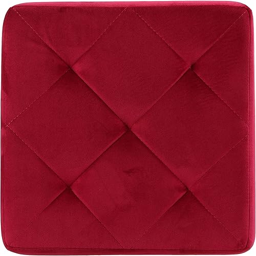 Miniatura 5 de Cortesi Home Leeds - Otomana cuadrada de tocador en terciopelo rosa, 14.5 pulgadas