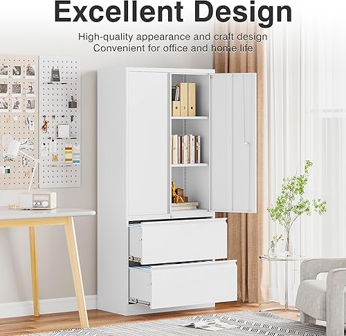 Miniatura 10 de SISESOL Metal Storage Cabinet with Drawers 71 File Cabinets for Home Office Locking Steel Storage Cabinet with Doors and Shelves for Home Office