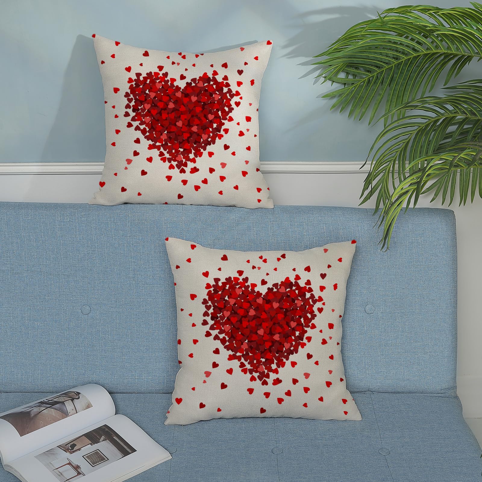 Heart Throw Pillows RABUSOFA Valentine's Day Pillow Covers 18x18 Inch -  Heart Love Decor For Sofa Throw Pillow Covers, image size:1600x1600
