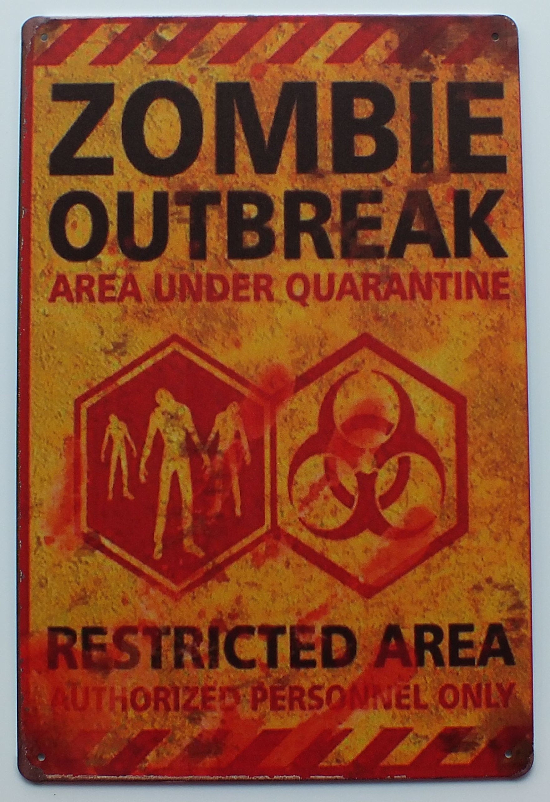 GREENZONE Metal Sign Plaque Bar Pub Vintage Retro Wall Decor Poster Home Club Tavern Wall Door (30 x 20 cm) - Zombie Outbreak