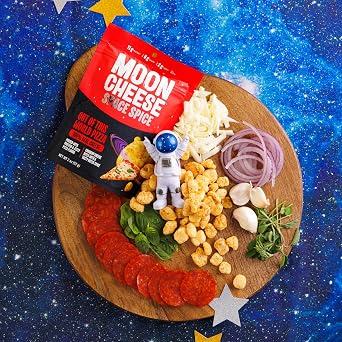 Moon Cheese Space Spice, Variety Pack, Crunchy, Protein-Rich Cheese Snack, Keto Friendly, 100% Real Cheese, Low Carb, Gluten-Free, Low Sugar, 2 Oz bags (Pack of 3, 1 of Each Flavor)