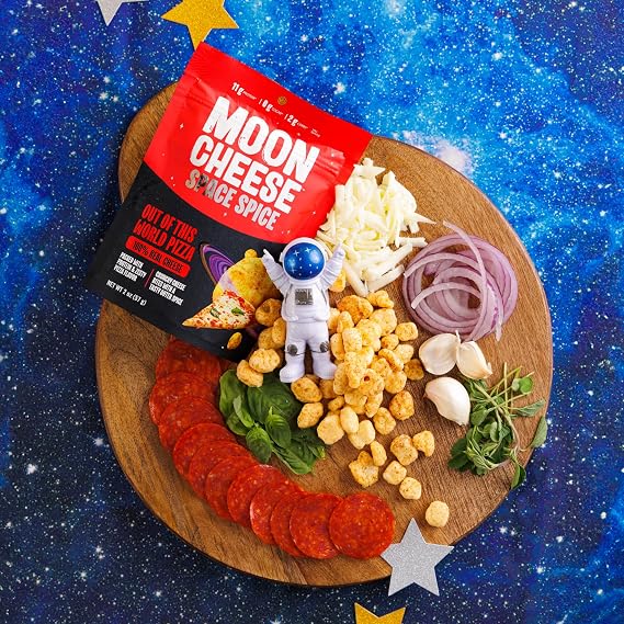 Moon Cheese Space Spice, Variety Pack, Crunchy, Protein-Rich Cheese Snack, Keto Friendly, 100% Real Cheese, Low Carb, Gluten-Free, Low Sugar, 2 Oz bags (Pack of 3, 1 of Each Flavor)
