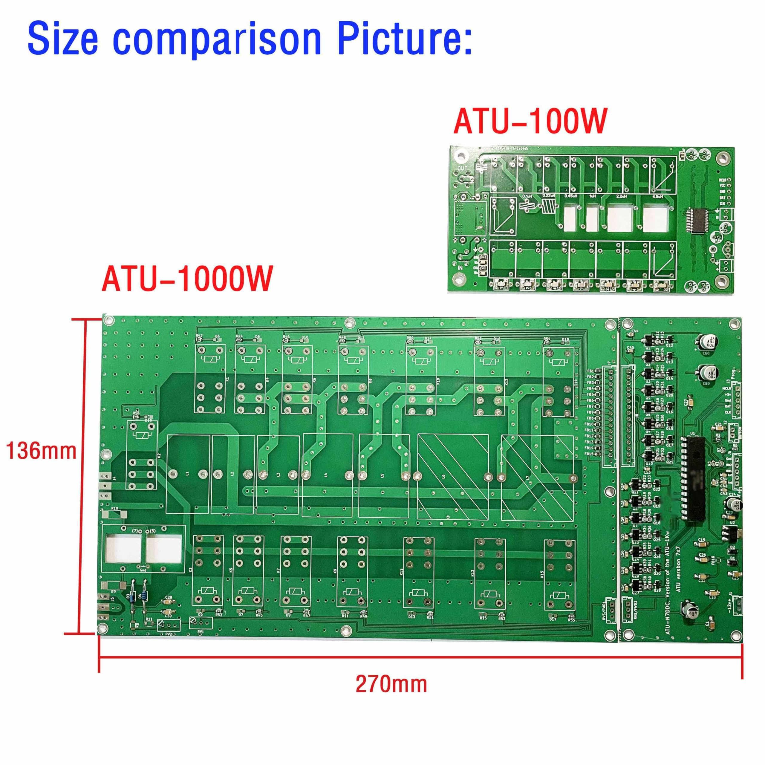 MALAHIT ATU-1000 ATU1000W Tuner d'antenne automatique 7 x 7 de N7DDC 1602 LCD Kit de bricolage complet sans boîtier