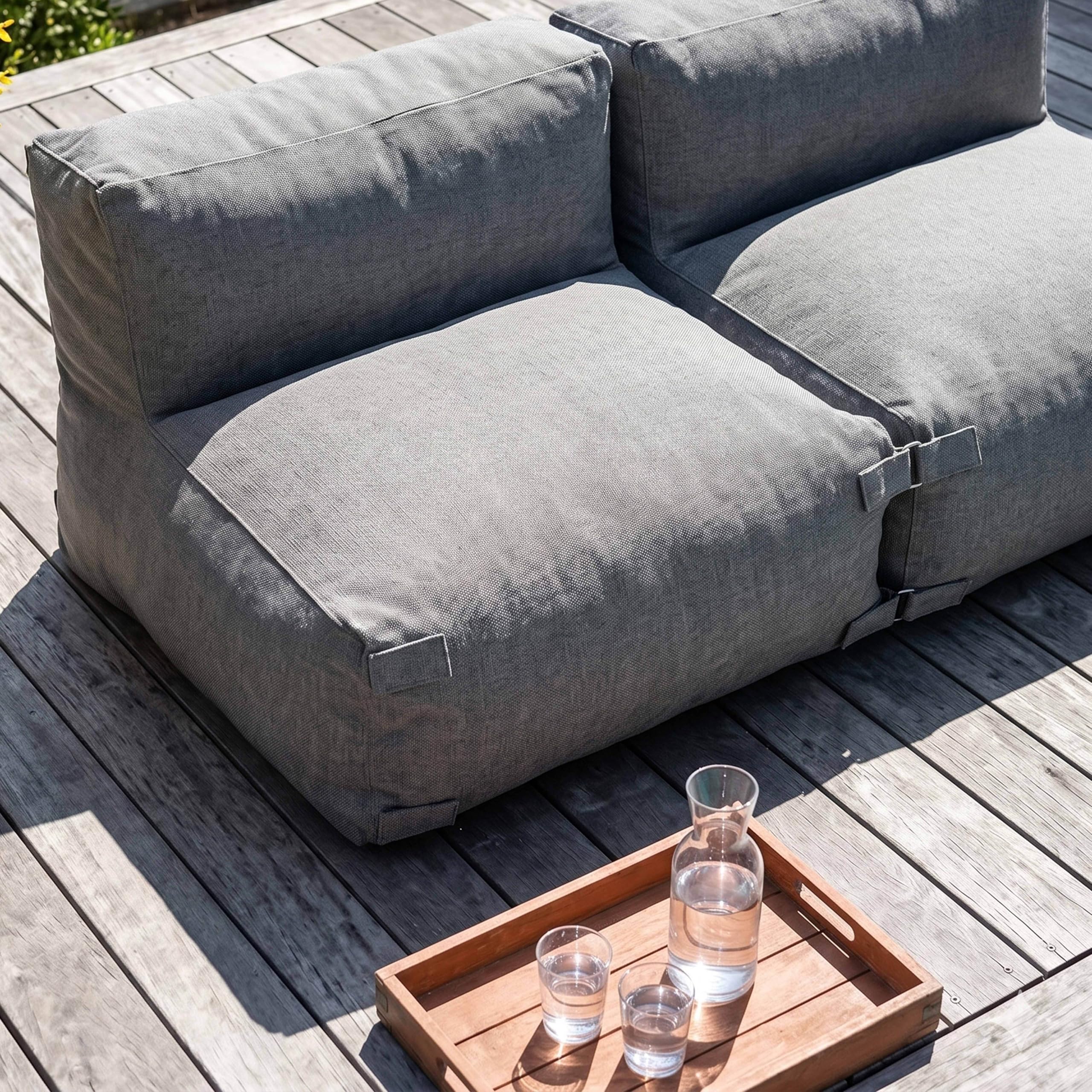 Oviala Salon de Jardin modulable 2 Places Gris - Mixi
