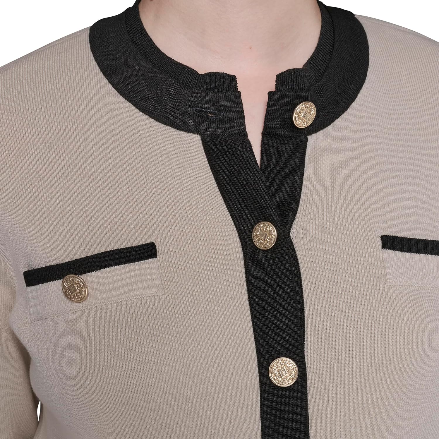 KARL LAGERFELD womens Long Sleeve Sweater Preppy Essential Cardigan - Image 6