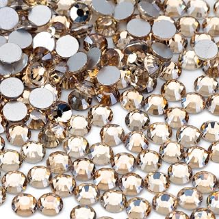 Choupee Golden Shadow Flat Back Crystal Rhinestones SS16, Golden Shadow Rhinestones Glue Fix Glass Nail Rhinestones for Nail Art and Craft Decorations, Clothes, Shoes