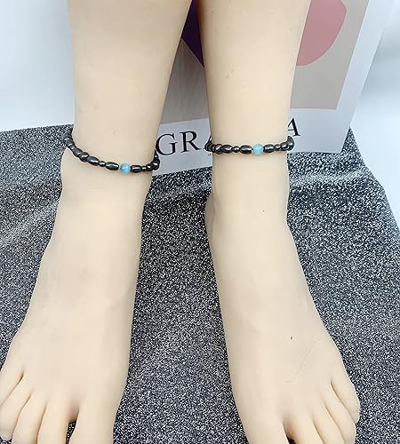 Miniatura 5 de Drkao Paquete de 2 tobilleras magnéticas de color azul para mujer, soporte para el sistema inmunológico, terapia magnética para aliviar el estrés y