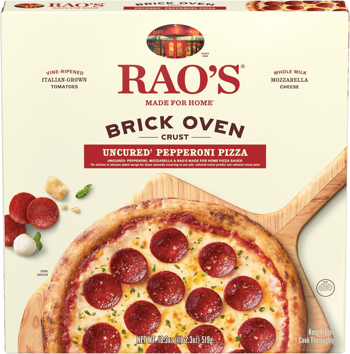 Rao's Made For Home Pizza de pepperoni sin curar Pizza congelada, caja de 18.3 oz
