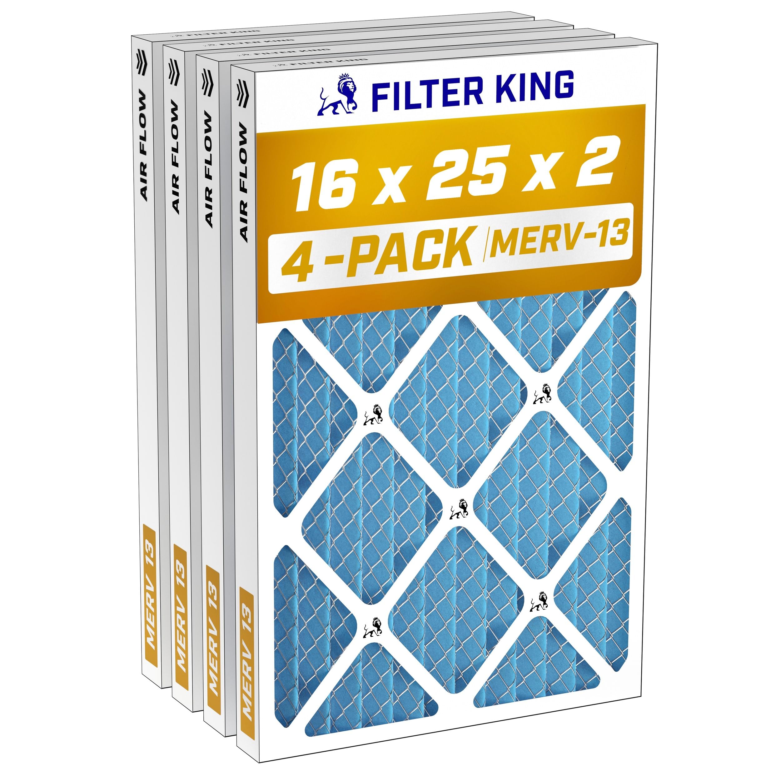 Filter King 16x25x2 MERV 13 Air Filter 4-Pack