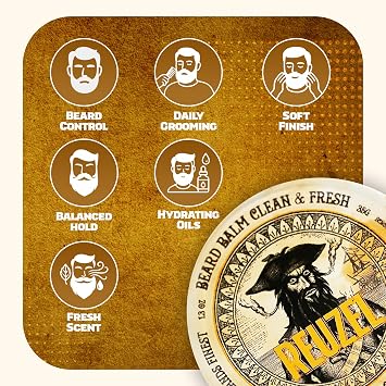 REUZEL Clean & Fresh Beard Balm, Hydrating, Reduces Itchy Skin and Beadruff, Tames Rogue Hair, For All Skin Types, 1.3 oz