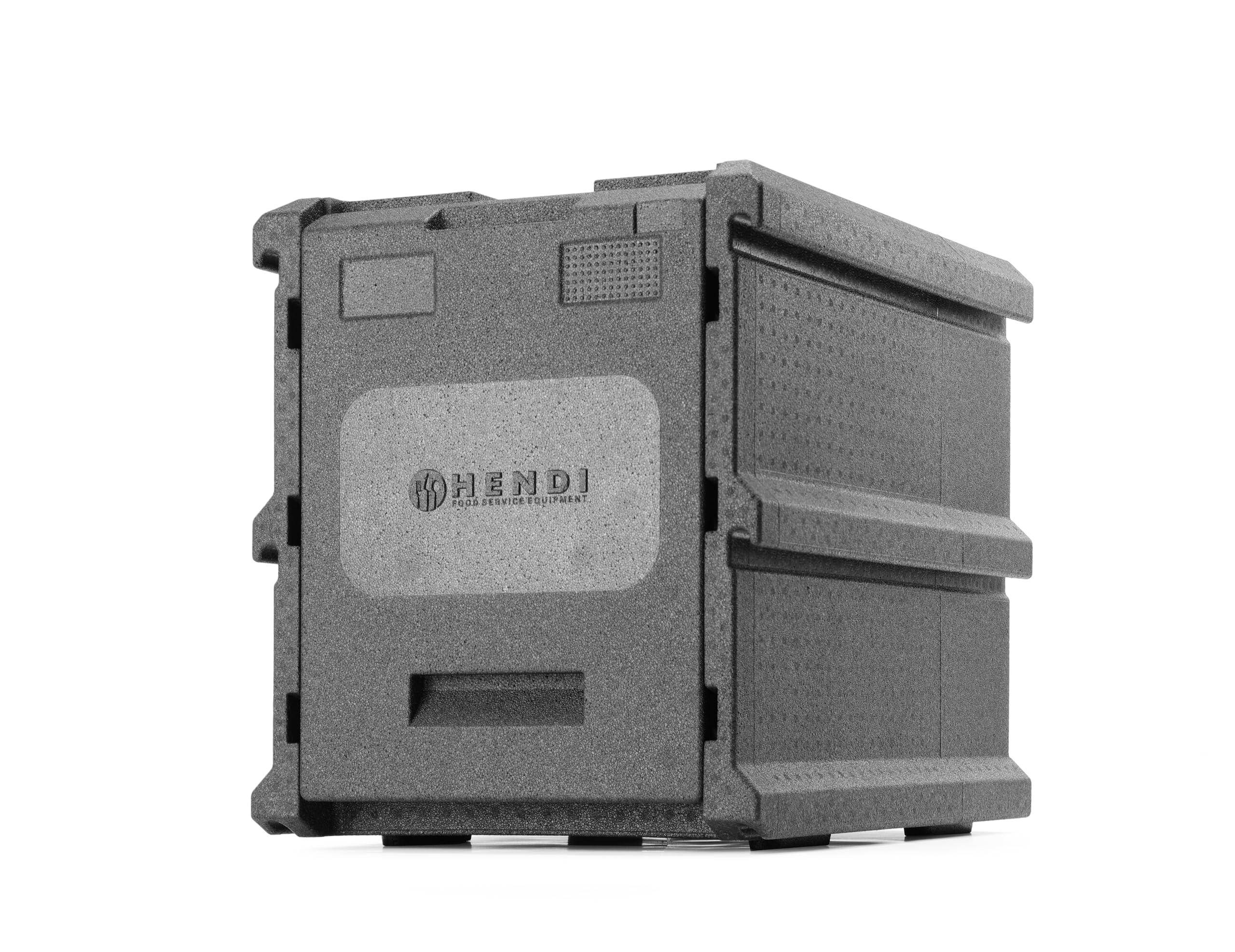HENDI Caja Térmica Profesional para el Transporte de Alimentos Calientes y Fríos, Contenedor Isotérmico con Cierre Frontal y 9 Guías para Bandejas 600x400mm, Apilable, 540x700x(H)640mm, EPP