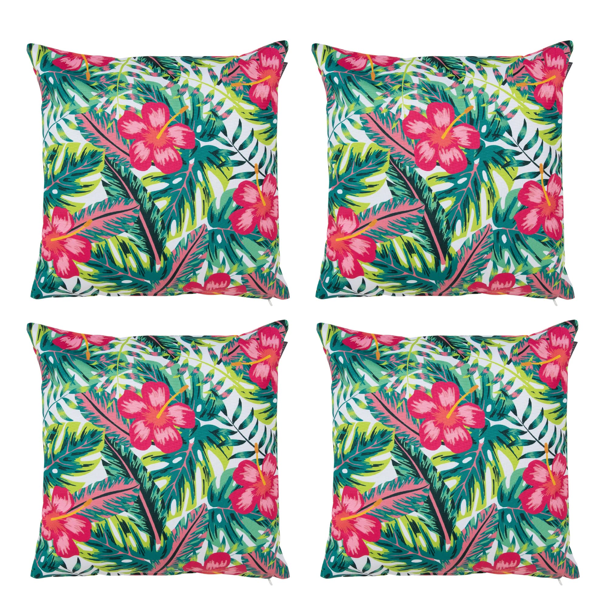 Bean Bag Bazaar Jungle Bloom Outdoor Cushions Filled, Wild Collection, Print, Set Of 4, 43Cm X 43Cm, Water Resistant, Green Outdoor Cushions For Garden Furniture, Garden, Patio