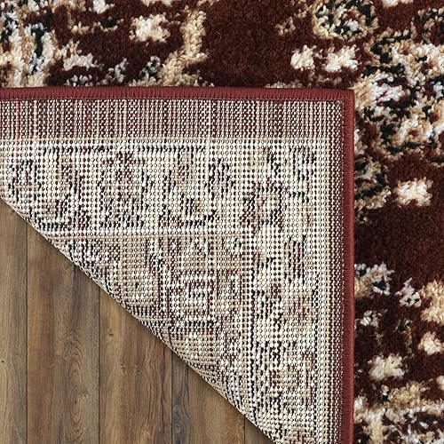 Vista 151 de Antep Rugs - Alfombra oriental de 6x9 con medallón tradicional para interior Siesta (beige negro, 6 pies 7 pulgadas x 9 pies)