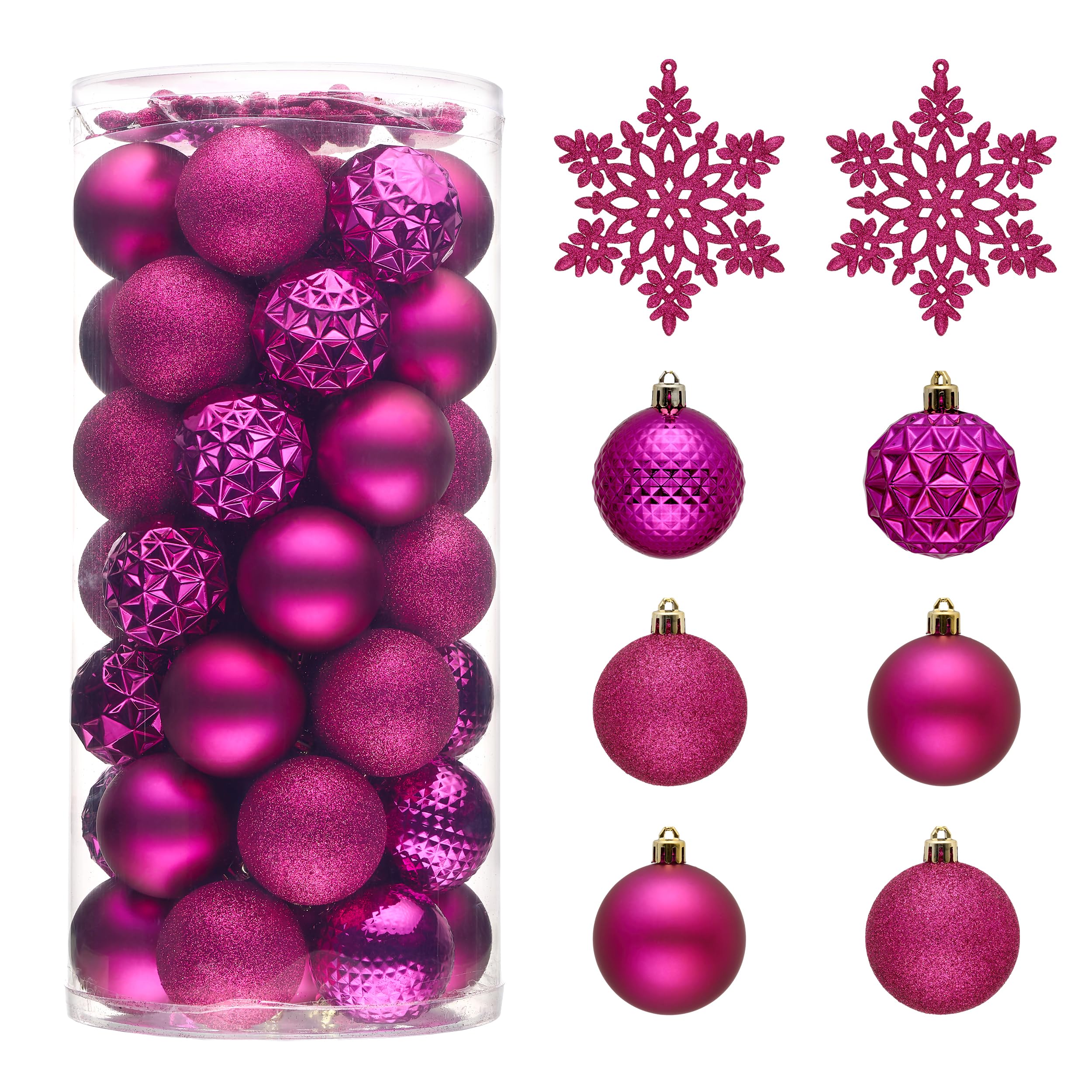 Valery Madelyn Lot de 50 boules de Noël incassables pour sapin de Noël en vrac, 6 cm, décorations à suspendre pour Noël, Saint-Valentin, Saint-Patrick, fêtes de Mardi Gras