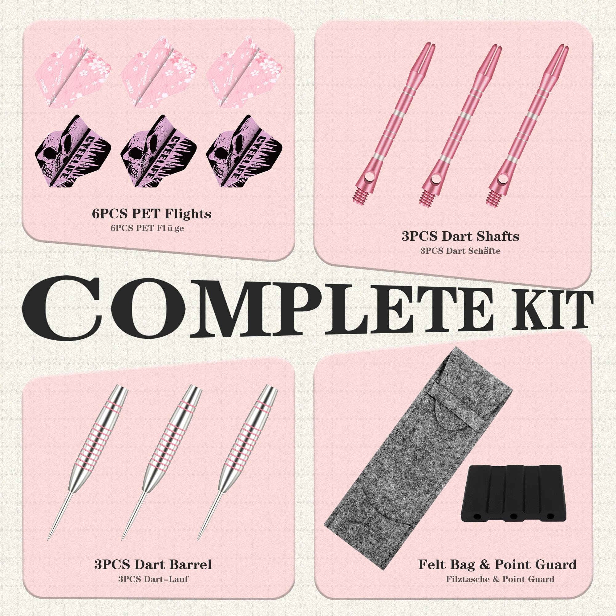 CyeeLife Fléchettes Pointe Acier 20g Set Professionnel avec 6 Vols, Portefeuille et protège-Pointes