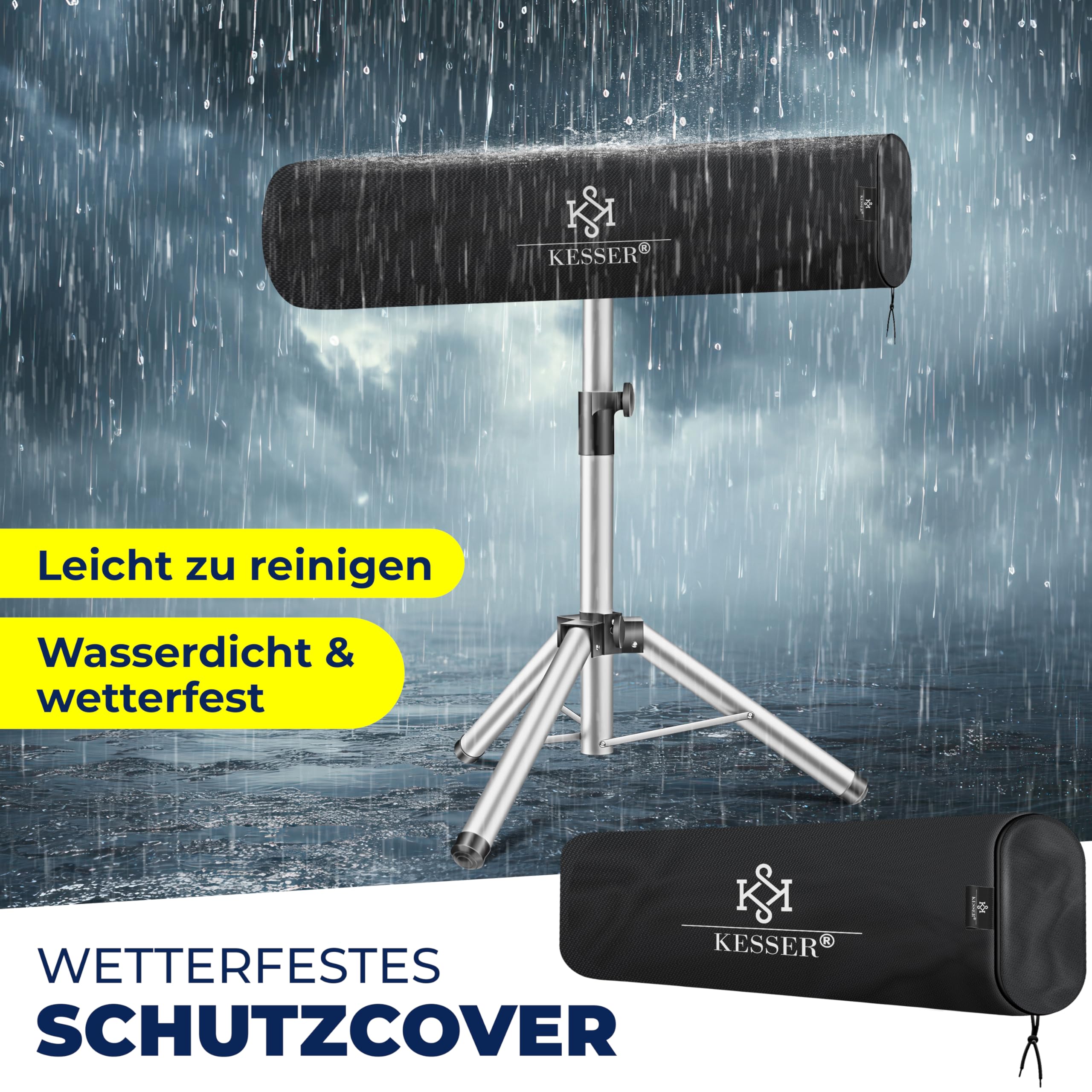 KESSER® Infrarotstrahler Heizstrahler Terrassenstrahler 2500W mit Fernbedienung inkl. Schutzhülle höhenverstellbarem Teleskopstativ Wickeltischstrahler Terrassenheizer Quarzstrahler Infrarot