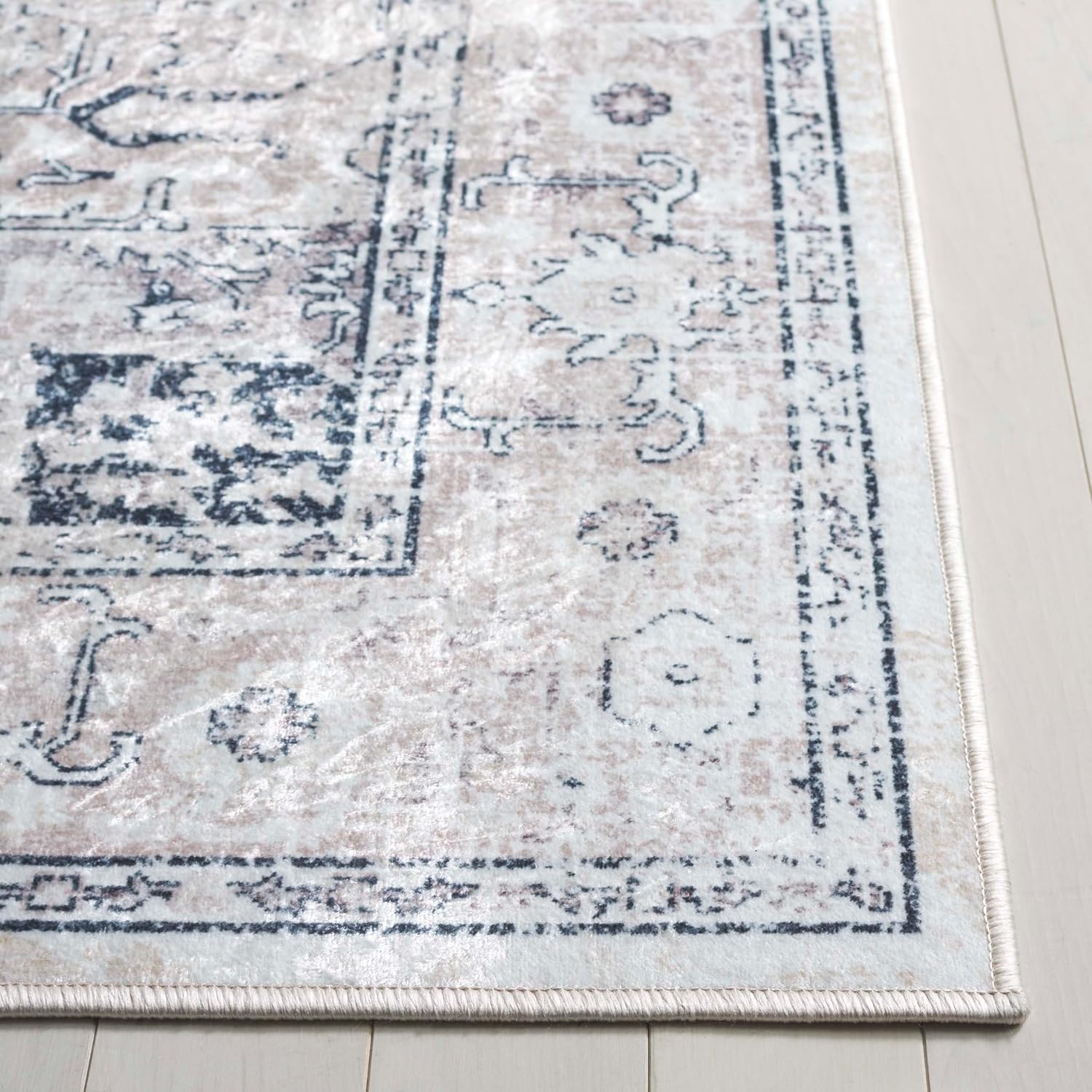 Safavieh Washable Rug Orlando Collection - 2'2" x 8' Runner, Beige & Grey, Non-Shedding & Easy to Clean, Ideal for Hallway, Foyer, Entryway, Bedroom (ORL774B)