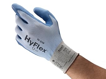 Ansell HyFlex Cut Resistant Work Gloves for Men and Women in Nylon, Extra Thin, Working Glove for Mechanics, Automotive, Industrial or Home-Improvement Environment, Blue, Large, 12 Pairs