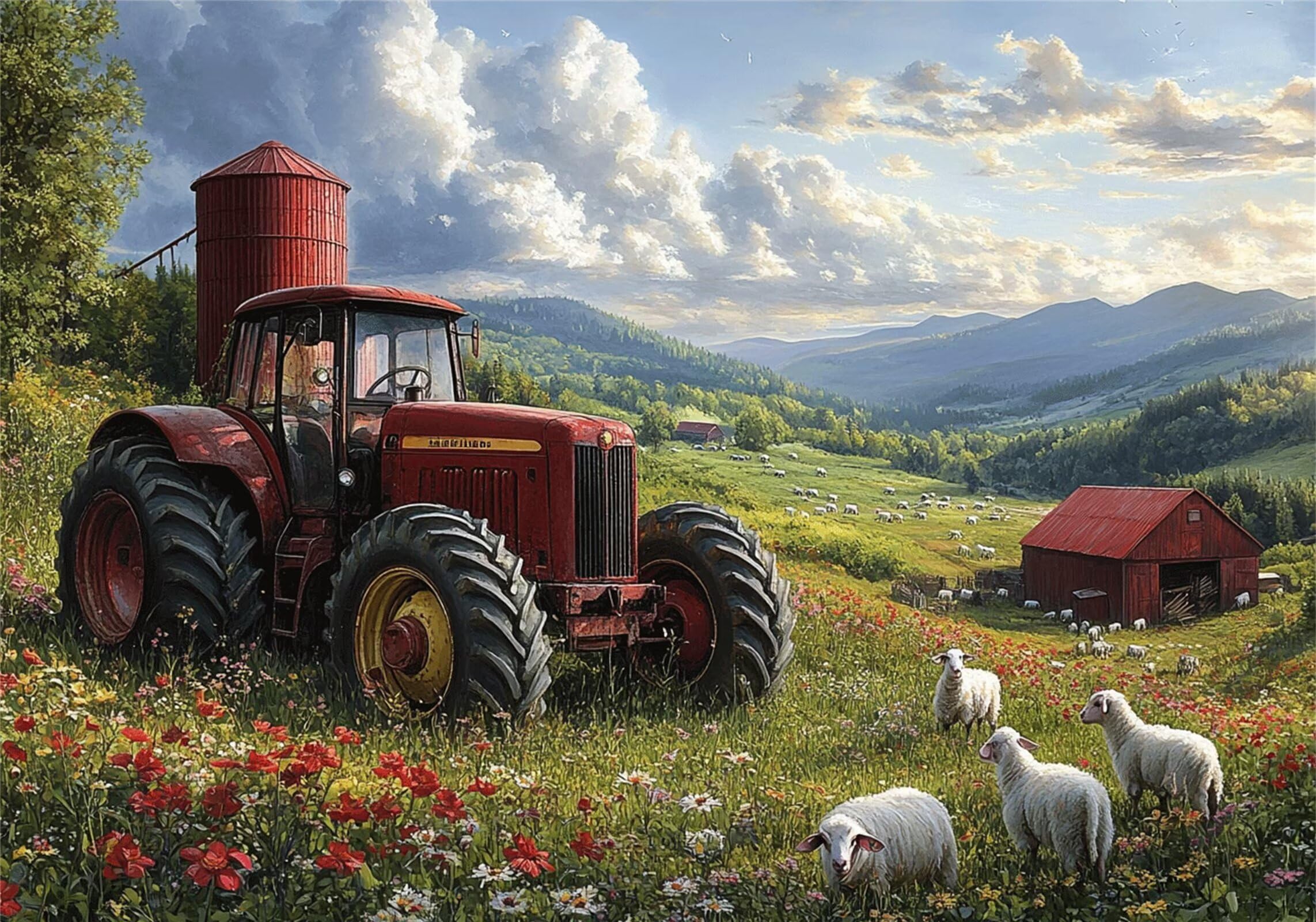 Traktor Puzzle 1000 sztuk Dorośli Krajobraz Klasyczne puzzle Panorama Trudno Niemożliwe Ogromna układanka Gra edukacyjna Wyzwanie Zabawka dla dzieci i dorosłych od 14 lat Prezent Mężczyzna Kobieta P