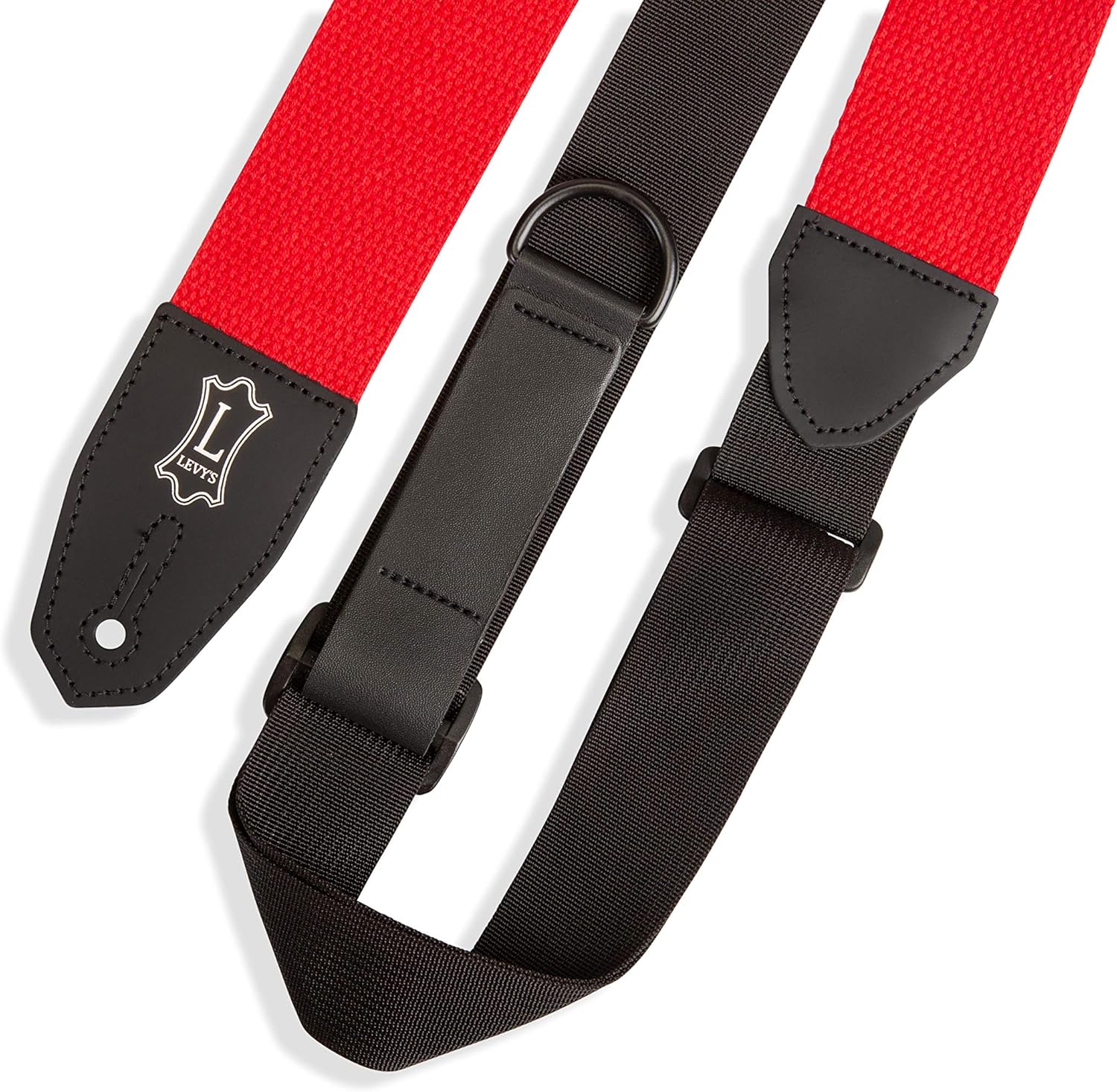 Levy's Leathers Right Height Guitar Strap with RipChord Quick Adjustment Technology; 2" Wide Cotton - Red (MRHC-RED)