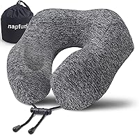 Vista 7 de NapFun - Almohada de cuello para viajar, almohada de cuello de viaje mejorada para avión 100% espuma viscoelástica para dormir con reposacabezas