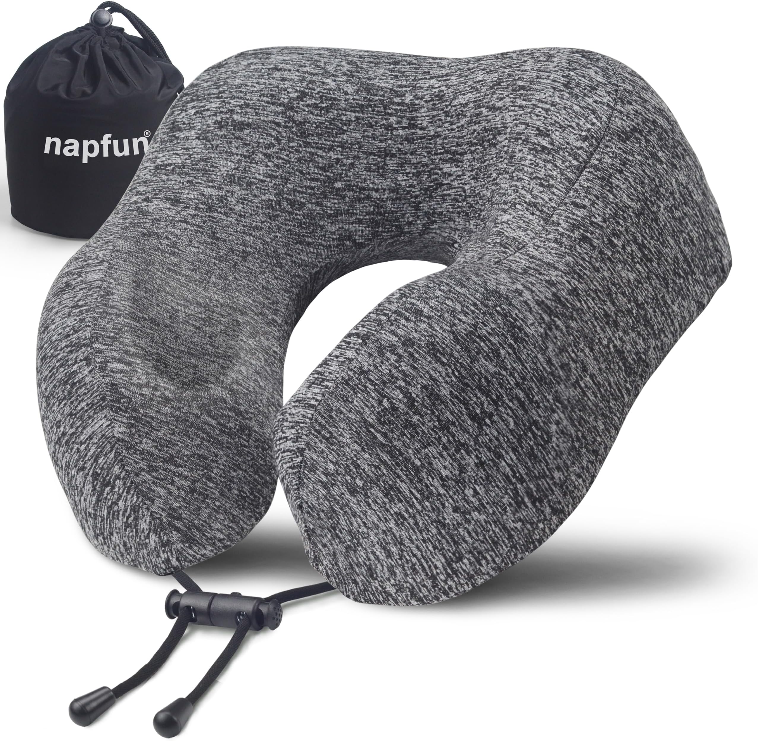 Neck Pillow for Traveling, Upgraded Travel Neck Pillow for Airplane 100% Pure Memory Foam Travel Pillow for Flight Headrest Sleep, Portable Plane Accessories, Full Grey