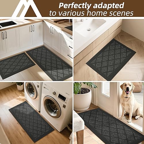Miniatura 8 de COSY HOMEER Alfombra de cocina antideslizante, lavable, 20 x 48 pulgadas, tapete absorbente de cocina para piso, alfombras de pasillo para suelo de