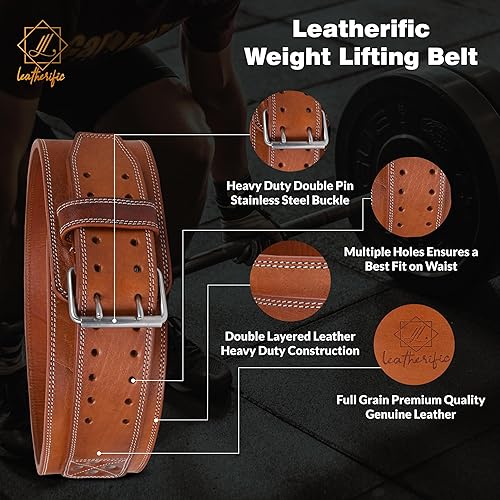 Miniatura 10 de Cinturón de cuero de alta calidad para levantamiento de pesas para hombres y mujeres, 0.315 pulgadas de grosor, 4 pulgadas de ancho, cinturón de