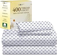 Vista 53 de CALIFORNIA DESIGN DEN - Juego de 2 sábanas de 400 hilos y satén de algodón 100% natural, transpirables, extrasuaves, refrescantes, resistentes a