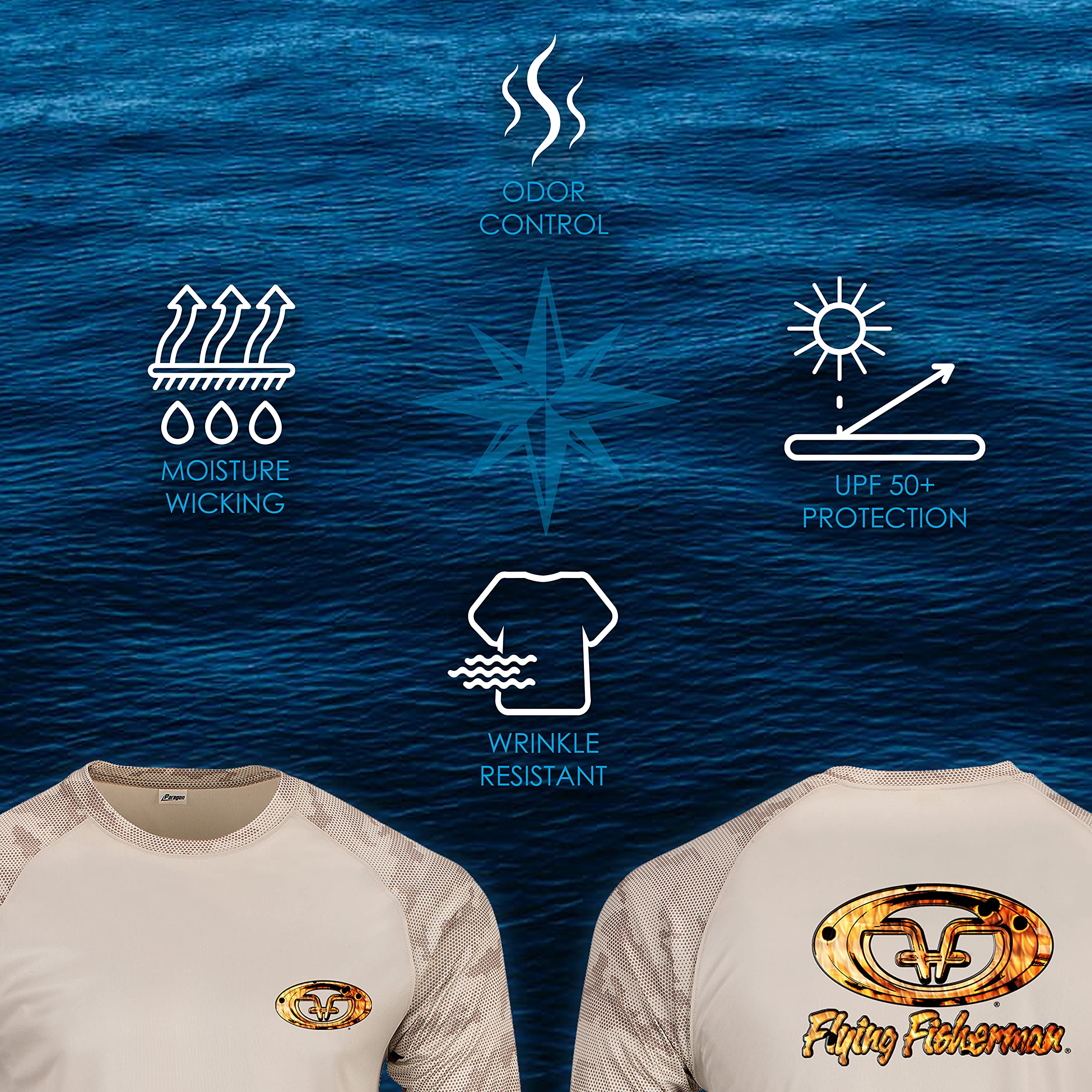 Flying Fisherman Redfish Skin Long Sleeve Performance T-Shirt for Fishing and Outdoor Sports, UPF 50+ Sun Protection