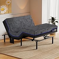 Vista 10 de Amada Queen - Base de cama ajustable y colchón de espuma viscoelástica de gel refrescante de 14 pulgadas, masaje, inclinación de cabeza y pies