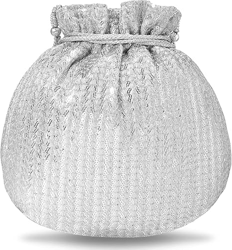 Miniatura 6 de Aheli Potli - Bolsas de regalo para mujer, bolsa de noche, bolso de mano étnico para novia con cordón