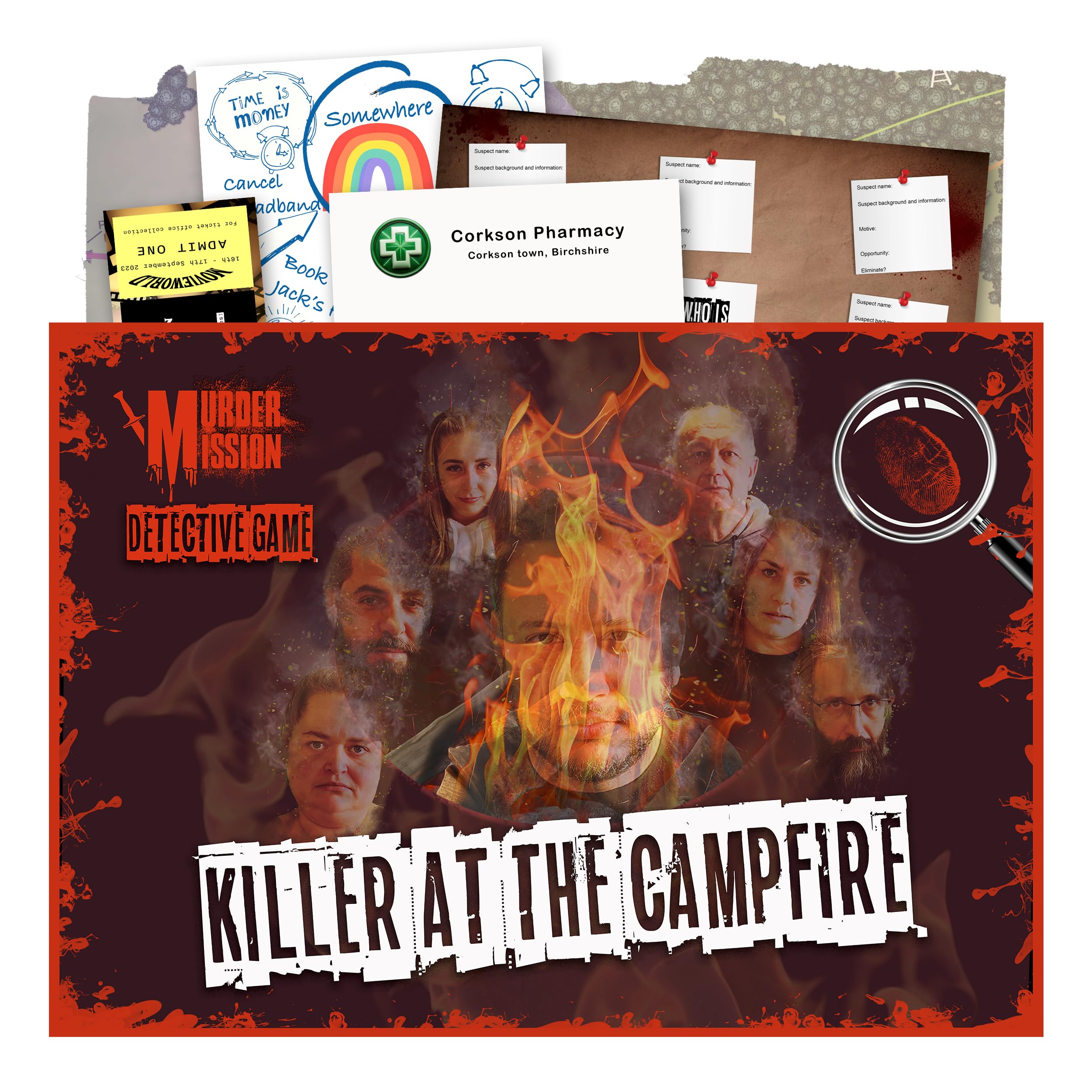Mystery Detective Game – Killer At the Campfire Unsolved Open Case File – Dîner, fêtes, groupes, couples ou joueurs solo