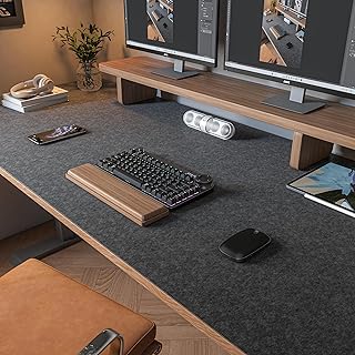 Large Felt Desk Mat,47.2"x 23.6",Non-Slip Desk Pad for Office and Home,120x60cm Full Table Mouse Pad,Keyboard Mats for Desk,Desktop Protection(Dark Gray)