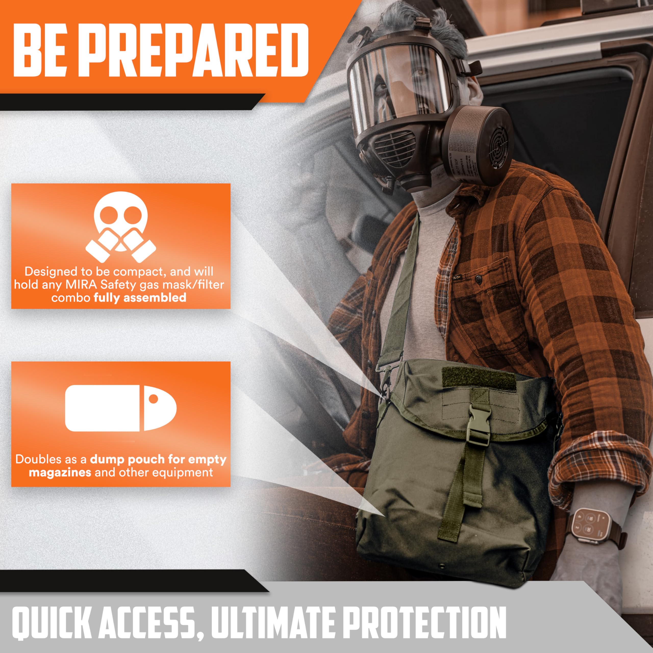 Gas Mask Pouch Bag Respirator-Gear Survival Emergency Professional Equipment (Pouch) - Tactical Green