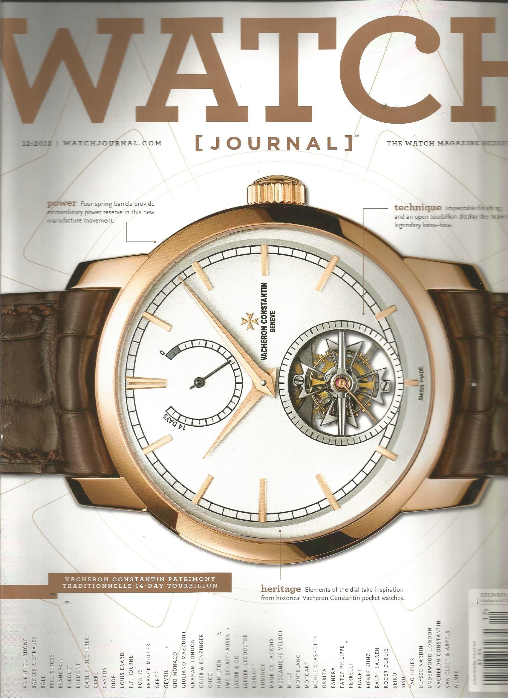 Watch Journal (December 2012,CVSTOS) Single Issue Magazine – January 1, 2012
